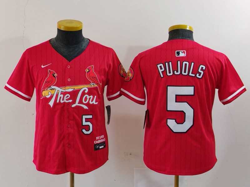 Youth St Louis Cardinals #5 Albert Pujols Red 2024 City Connect Limited Stitched Jersey->mlb youth jerseys->MLB Jersey